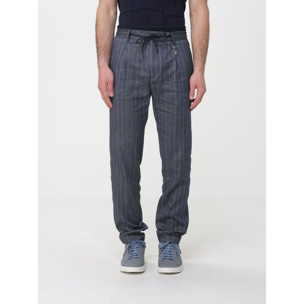 Manuel Ritz Men Striped Linen Blend Drawstring Trousers Manuel Ritz